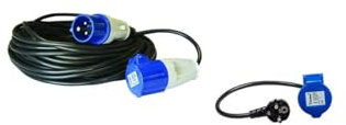 Antarion Pack Rallonge électrique 25m P17 + Adaptateur Femelle 0,50cm Camping-Car