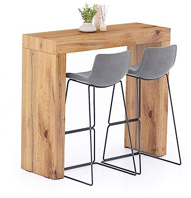 MOBILI FIVER, Mesa Alta Evolution 120x40, Madera Rustica con Dos Patas, Mesa Auxiliar de Cocina para 2 Personas, Made In Italy
