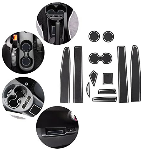 YEE PIN Tappetini in gomma per interni compatibili con Fiat Abarth 595 2017-2021/FIAT 500 2016-2020 tappetini antiscivolo per console centrale, scatola di immagazzinaggio (nero)