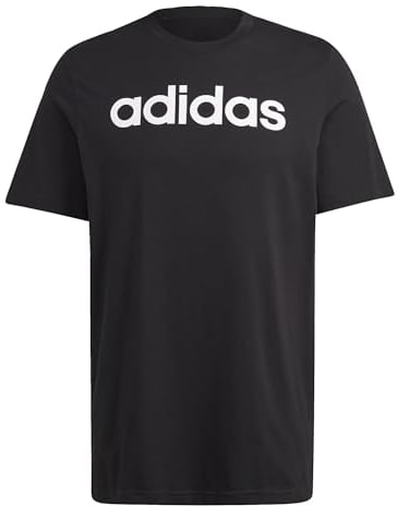 adidas Men's Essentials Single Jersey Linear Embroidered Logo Tee, Black, M