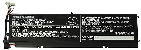 vhbw Batterie Compatible avec Razer Blade Stealth 13 2020, 13 GTX Edition, 13, 2018, 2019 Ordinateur Portable (3600mAh, 11,55V, Li-polymère)