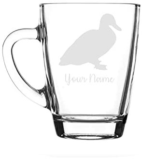 Personalised Duck Glass Mug Animal Gift for Him for Her