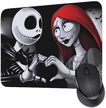Jack and Sally Gift Carnival Halloween Mouse Pad for Women Girls Movie Mouse Pads for Friend (Jack and Sally Black MP)