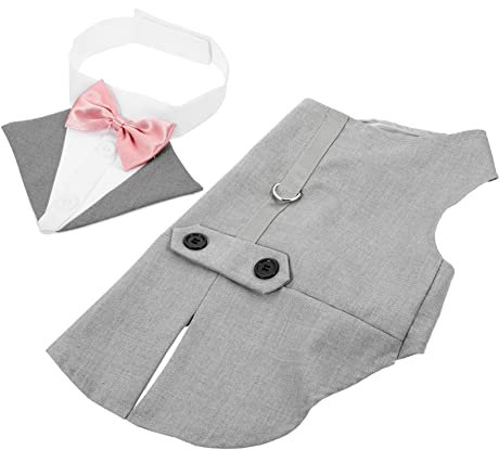 Warmhm 1 Satz Hunde-Smoking Hochzeitskleid Katze Smoking Hunde-hochzeits-Smoking Hundehochzeitshalsband Kaninchen Smoking Formeller Hundeanzug Kleiner Hund Braut Baumwolle Haustier