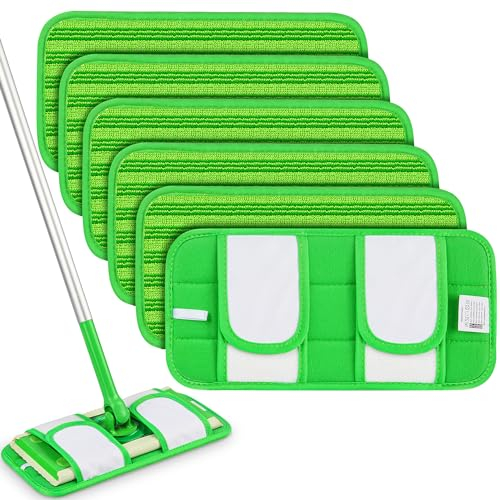 Reusable Mop Pads for Flash Speedmop: Papclean Microfibre Speed Mop Refill Wipes Washable Wet Cloth Heavy Duty Dry Pads Replacement for Household All Purpose Floor Cleaning - 6PCS