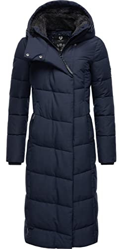 Ragwear Damen atmungsaktiver Wintermantel warmer wasserdichter Steppmantel lang mit Kapuze Pavla Long Intl Navy Gr. 5XL