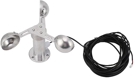 Tnfeeon Anemometer Windgeschwindigkeitssensor aus Aluminium, Dreibecher Design mit 0-3,8V Ausgang, zuverlässig für Wetterstationen und Garten
