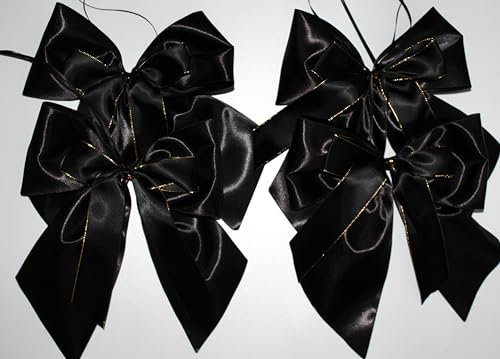 CaPiSo 4 Stück Stoffschleife Satinschleife 20x25 cm Trauerschleife Grabgesteck Beerdigung Trauer Antennenschleife Auto Trauer Schwarz (End 05)