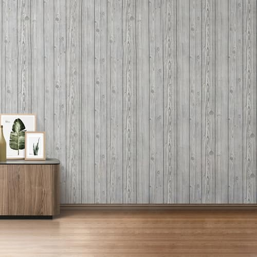 AMALURD Selbstklebende Tapete Holzoptik 45cm*10m Klebefolie Holzmaserung Möbelfolie Weiß Holztapete Holzstreifen Wallpaper Klebefolie Dekore für Möbel Tisch Schrank Tür Küchenfronten Dekofolie Tapete