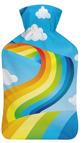 Regenbogen Wärmflasche Mit Bezug Bettflasche Wärmflaschen Handwärmer Erwachsene Wärmebeutel 26.5X15.3cm