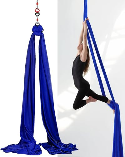 11 Yards Aerial Silks, Yoga Hammock Premium Low-stretch fabrics for Beginner Dance Home Indoor Jungle Gym Gymnastics (Royal Blue)
