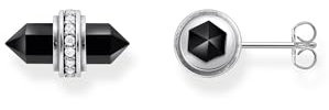 THOMAS SABO 2 Ohrstecker mit schwarzem Onyx Kristall Silber 925 Sterlingsilber, Geschwärzt H2281-641-11