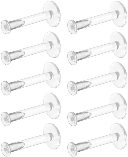 WildVibe 16g Clear Earrings for Sports, Work, Surgery - Bioflex Plastic Earrings Tragus Piercing Jewelry Clear Labret Retainer Piercings 10pc Set - Plastic Stud Earrings for Cartilage Helix Tragus Lip Medusa Monroe - 8mm (5/16)