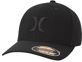 Hurley Herren Caps - One & Only Flexfit Textures Cap - Fitted Hüte für Herren, S-XL, Schwarz (Schwarz), S/M