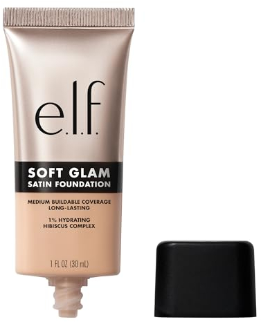 e.l.f. Soft Glam Satin Foundation, Mittlere Deckkraft, Langanhaltend & Aufbaubar, Für ein Glattes, Satinartiges Finish, Vegan & Tierversuchsfrei, 25 Light Neutral