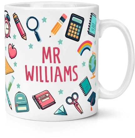 Personalised Teacher Colourful Pattern 10oz Mug Cup Name Custom