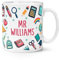 Personalised Teacher Colourful Pattern 10oz Mug Cup Name Custom