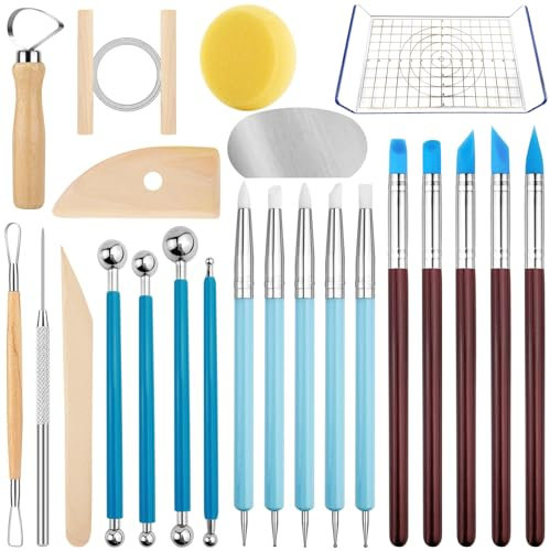 cersaty® 23 STK Modellierwerkzeug Set, Töpferwerkzeug für Anfänger und Fachmann,Töpferei Modellbau Skulptur DIY Kunsthandwerk Modellieren Clay Tools Set