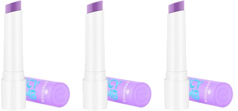 essence JUICY BOMB glossy butter balm, Lippenbalsam, Nr. 02, Violett, natürlich, glänzend, strahlend frisch, vegan, ohne Parabene, ohne Mikroplastikpartikel, Nanopartikel frei, 3er Pack (3x2.5g)