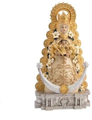 Inmaculada Romero IR Figur Virgen del Rocío 30 cm. Skulptur Blanca Paloma Schutzpatronin Almonte aus Harz