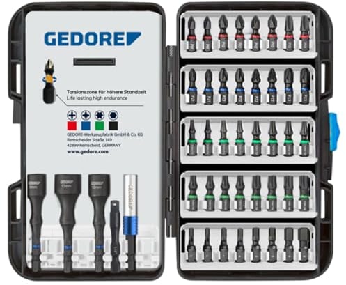 GEDORE Torsions-Bit-Set 666-045 - Bitsatz für Profis - 45-teiliges Set inkl. praktischem Aufbewahrungskoffer mit Bithalter