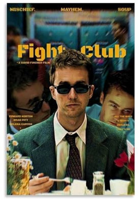 TPLLPK Fight Club Poster, Kunstdruck, moderner Retro-Film, Wanddekoration, 20 x 30 cm, ungerahmt, rechteckig, Wohnzimmer, Schlafzimmer