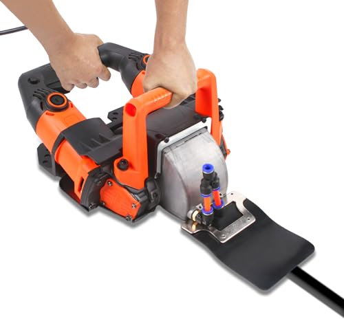 Nass Mauerfräse Schlitzmaschine 5200W, Hochleistungs Mauernutfräse Elektrische Beton Wandfräse Schlitzfräse Kit mit Koffer 10500r/min