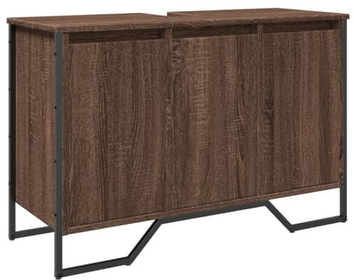vidaXL Bathroom Sink Cabinet - Brown Oak Engineered Wood - Storage Vanity Unit - Moisture - Ample Storage Space - 91 x 35 x 60 cm