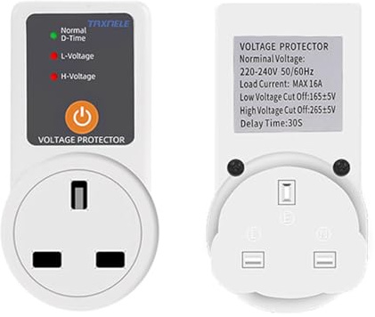 Btkigl AC 220V 16A Adjustable Power Surge Protector Plug Voltage Safe Protector Automatic Voltage Protector Socket Universal/UK (UK No Display)