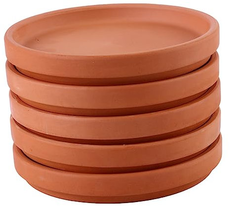 Parliky Blumentopf Leicht Untersetzer Keramik aus Terrakotta 5 Stück Wasserabweisend und Pflanzenuntersetzer für Indoor und Outdoor