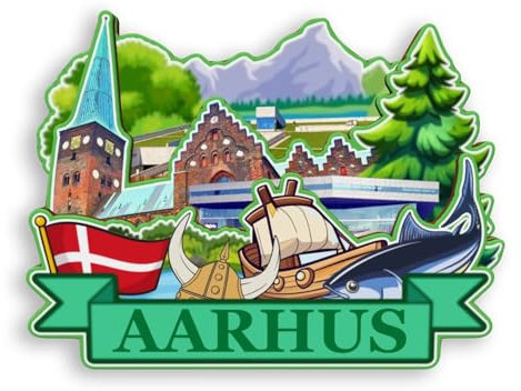 Quwsne Kühlschrankmagnet Aarhus Dänemark Kühlschrankmagnet Stadt Reise Souvenirs Touristengeschenke 3D klassische Sehenswürdigkeiten handgefertigt Handwerk Heimdekoration -2069