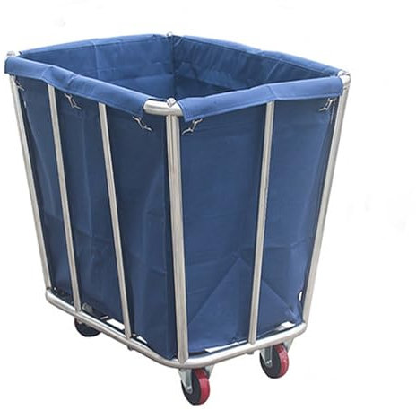 Wäschewagen Mit Rollen Großer Edelstahl, Wäschewagen Mit Rollen Großer Edelstahl, Robust, Rollender Wäschekorb Wäschekorb Wäschesammler Wäschebox(Blue)