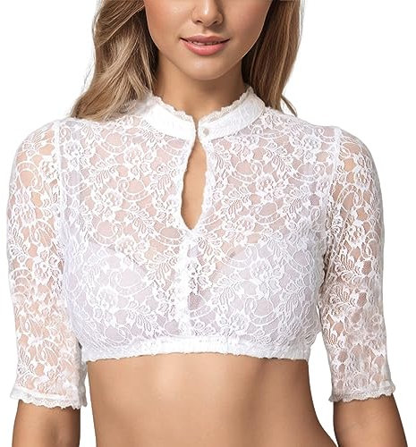 XTBFOOJ dirndlbluse spitze 32 dirndl bluse damen grün dirndl gelb schuhe zum dirndl damen rundhals stehkragen dirndl bluse damen 3/4 arm dirndlbluse spitze 32 dirndl dunkelgrün dirndl bluse damen