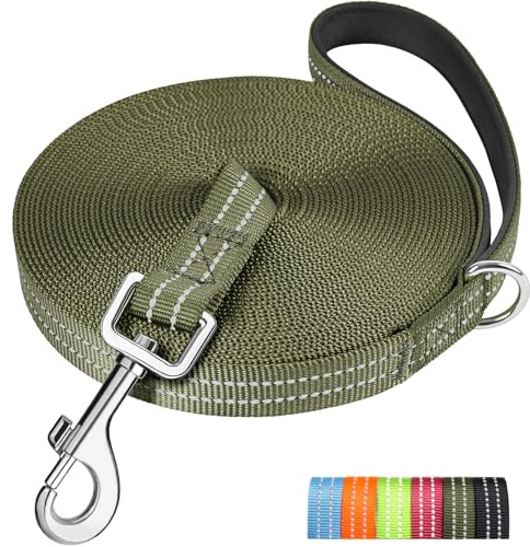 X XBEN Robuste & Leichte Schleppleine 15M für Hunde, Schleppleine mit Bequemen Handschlaufe, Reflektierend Hundeleine mit Metallhaken, Lange Trainingsleine Laufleine für Kleine Mittlere Große Hunde