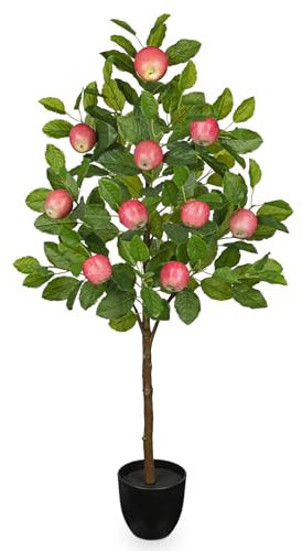 Oairse Artificial Apple Tree 3ft Fake Apple Fruits Plant Large Fake Floor Plants Tropical Faux Trees Indoor Apple Decorations for Home Living Room Office