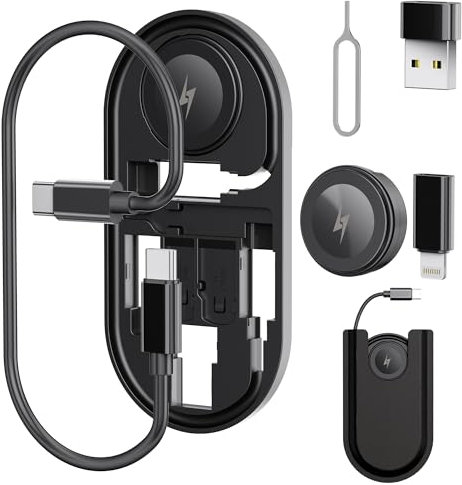 sicotool Charging Adapter Kit, USB C Cable, USB C for Lightning/USB A/for Apple Watch Charger S1-S10, SIM Slots, Travel 60W Cable for Fast Charing, 480Mbps Data Transfer for iPhone Galaxy Pixel