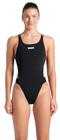 Arena Performance Damen-Badeanzug, sportlich, einfarbig, Tech-Rücken, mehrteilig, Schwarz/Weiß, Größe 44
