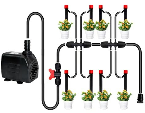 Aischens Sistema De Riego AutomáTico De Interior Con Cubo Plegable De 50L, Bomba De Agua De 25w 8 Boquillas De Goteo Riego De Invernadero De JardíN