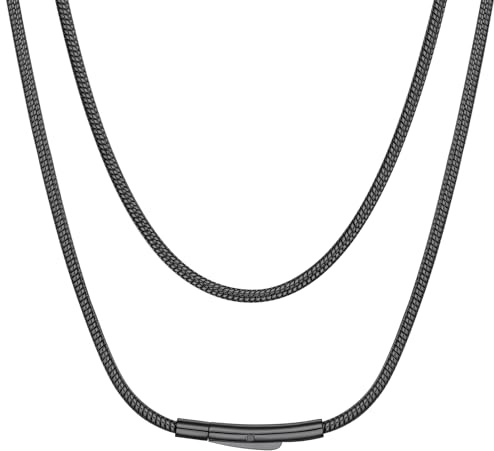 Suplight Unisex Kette Charm Choker 2mm Edelstahl Schlangenknochen Halskette,41/46/51/56/61/66/71/76cm