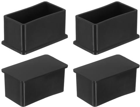 sourcing map Lot de 4 capuchons rectangulaires en caoutchouc pour pieds de chaise, 50 x 25 mm, capuchons de protection de sol pour table, chaise, équipement de machines (noir)