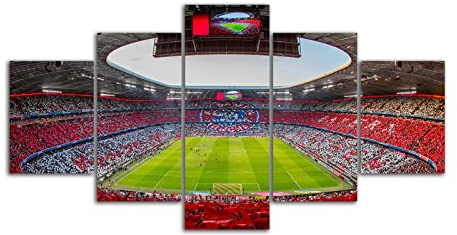 5 Stück Allianz Arena Poster München Fußballstadion Club Wandkunst Bild Kunstdruck Leinwand Kunst Gemälde für Büro Dekoration Poster (insgesamt 120 x 225 cm, ohne Rahmen)