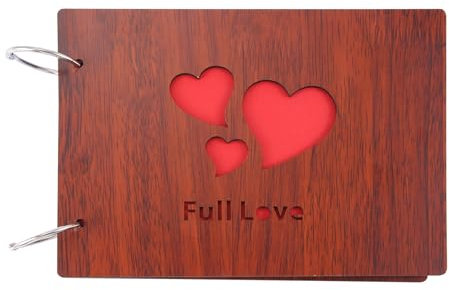 Asyduey DIY Foto Album Cover Jubilaeum Scrapbook 8 x 6 Selbstklebendes Bilderbuch mit schwarzen Seiten Fuer Hochzeit Gaestebuch Paare Unsere Liebesgeschichte Gedaechtnis (Full Love)