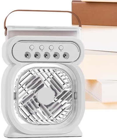 Ventilador de nebulización, ventilador portátil con niebla - Ventilador de agua de agua de spray de mesa personal - USB recargable 3 velocidades Gadgets geniales con luz nocturna, humidificador de air