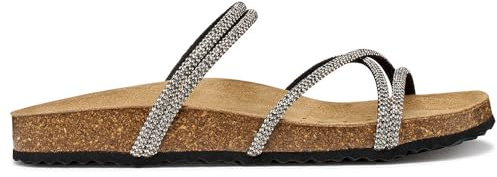 Geox Damen D BRIONIA R I Flat Sandal, Black, 37 EU