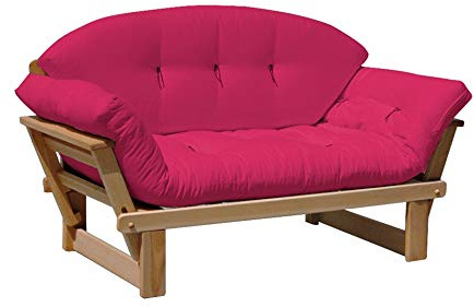 Vivere Zen - Divano Letto in Legno Artigianale con futon - Sesamo 2 posti - con futon + Schienale Mezzaluna 120x50 cm