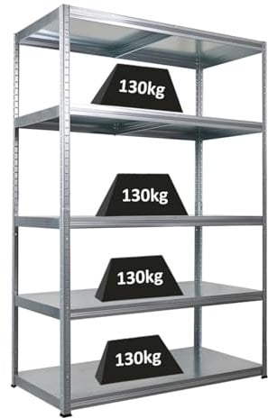 PROREGAL Metallregal Steel Eagle Steel Eagle 180x120x60cm Fachlast 130kg Verzinkt Schwerlastregal, Küchenregal, Kellerregal, Steckregal, Garagenregal, Lagerregal