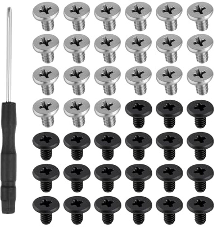 50 Pack M.2 Ssd Mounting Screws Kit, Pcie Nvme M2 X 3 Mm Replacement Phillips Flat Head Screw M.2 Ssd Mountings Screws with Screwdriver, M2 2280ssd Screw Kit for Laptop Nvme Ssd-Mounting, Black Silver