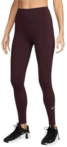 Nike One Leggings In Voller Länge Mit Hohem Bund Für Damen, Burgundy Crush/White, IB9382-652, S