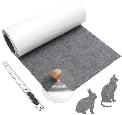 LOMUG Filz Selbstklebend 2mmx40cmx220cm Klebefilz Selbstklebend Filzstoff Meterware Grau Nadelfilz Selbstklebender Filz Camper Filzmatte Bezugsstoff Bastefilz für Couch Tischbeine DIY Auto Box Liner