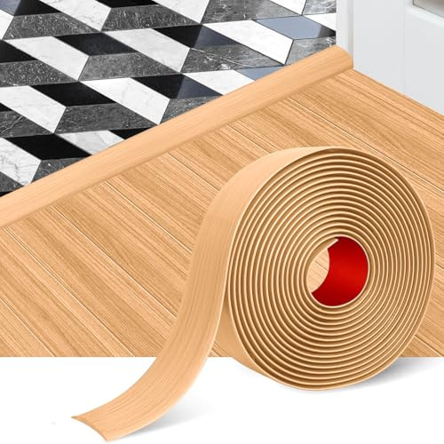 Rusoz Übergangsprofil Selbstklebend 5cm x 1.2m, Übergangsleiste Boden Flexible Pvc Abschlussleiste Boden, Einfach Zuschneidbar & Montierbar für Laminat, Teppich, Fliesen (Helle Eiche)